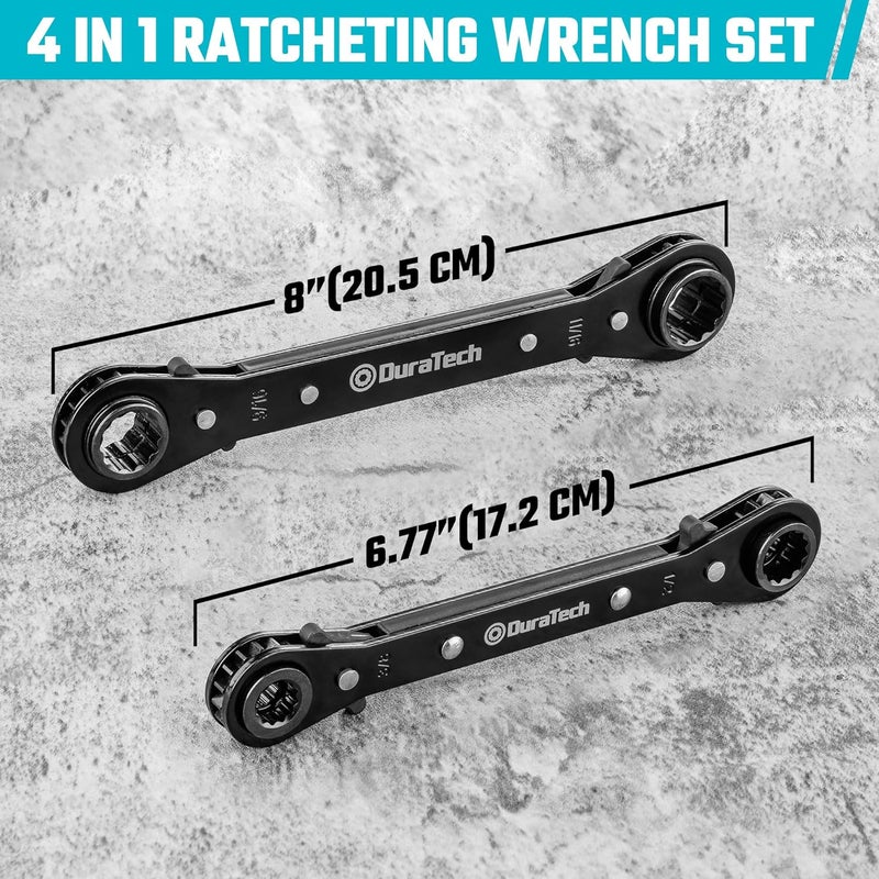 DURATECH 4-in-1 Reversible Ratcheting Wrench Set, Double Box End Wrench Set, 2-Piece, 5/16", 3/8", 7/16", 1/2", 9/16", 5/8", 11/16", 3/4", SAE - Image 5